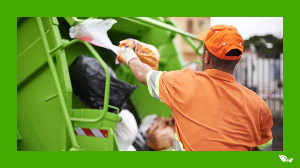 bin lorry man disposing general waste